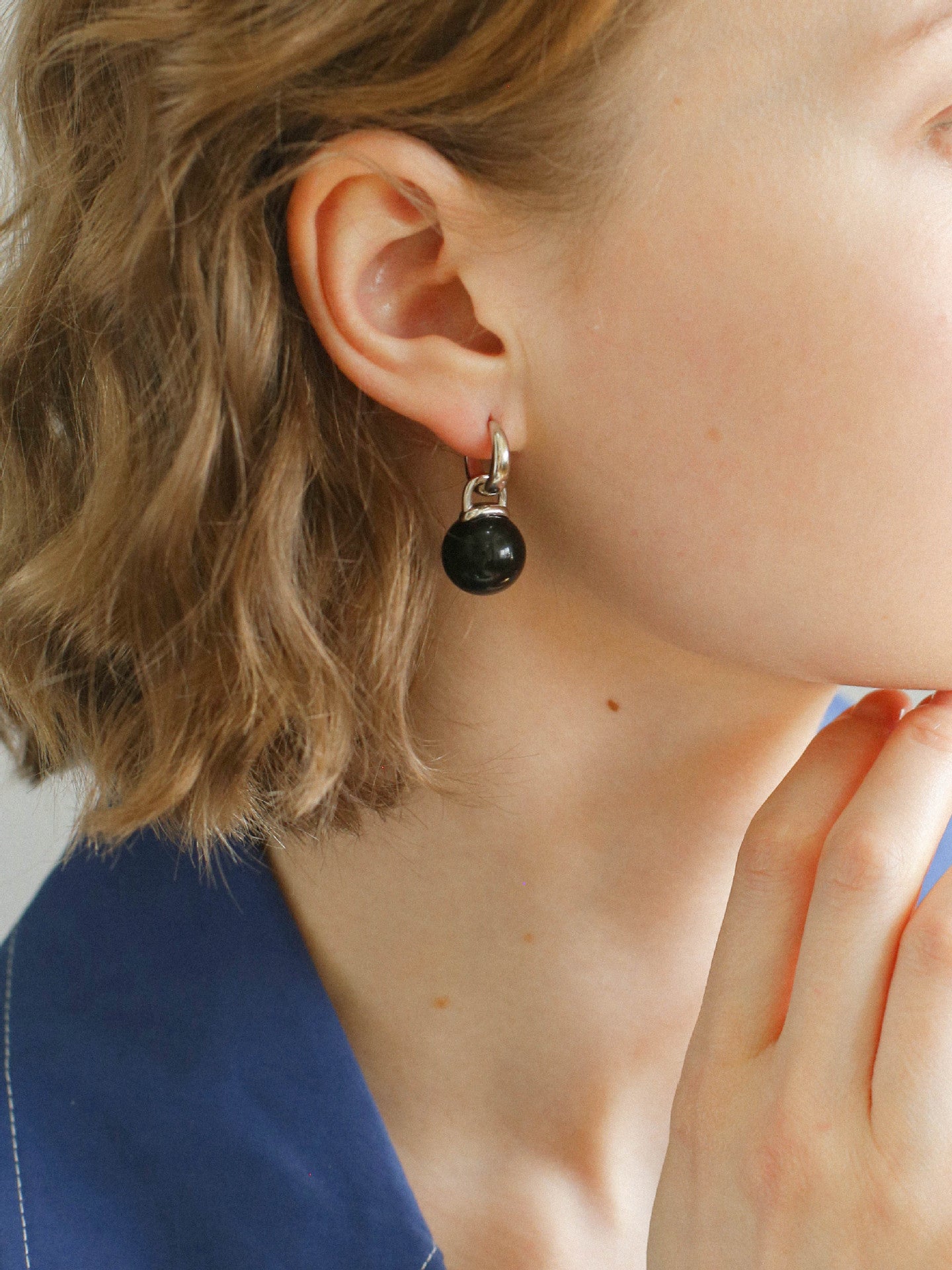 Multicolored Agate Sphere Hoop Earrings - floysun