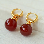 Multicolored Agate Sphere Hoop Earrings - floysun