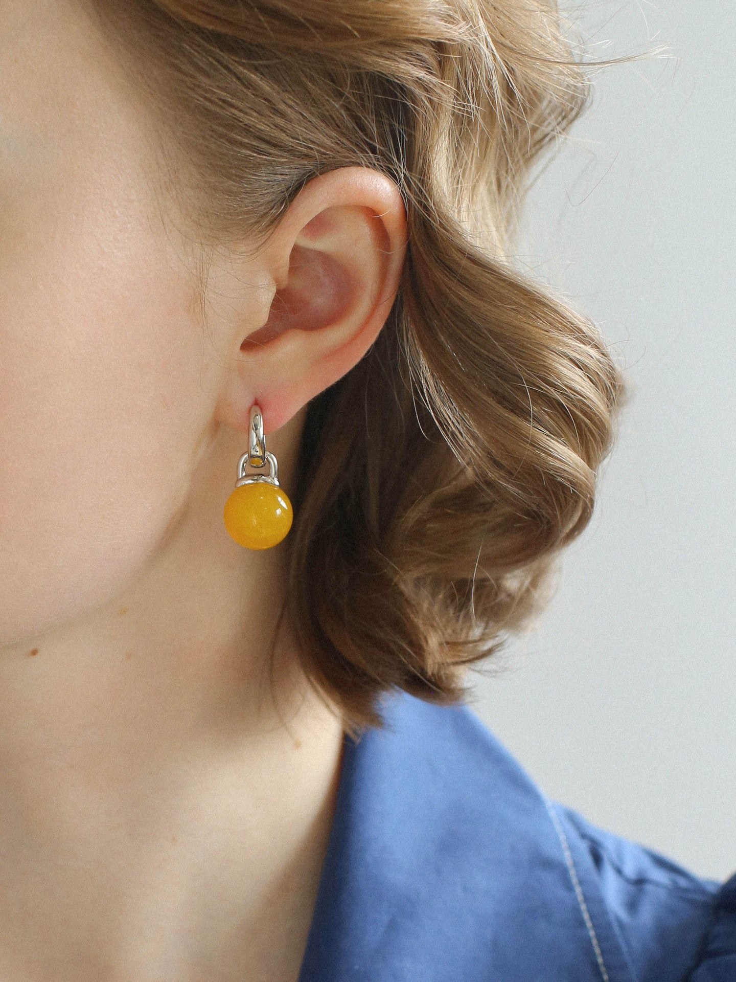 Multicolored Agate Sphere Hoop Earrings - floysun