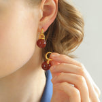 Multicolored Agate Sphere Hoop Earrings - floysun