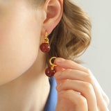 Multicolored Agate Sphere Hoop Earrings - floysun