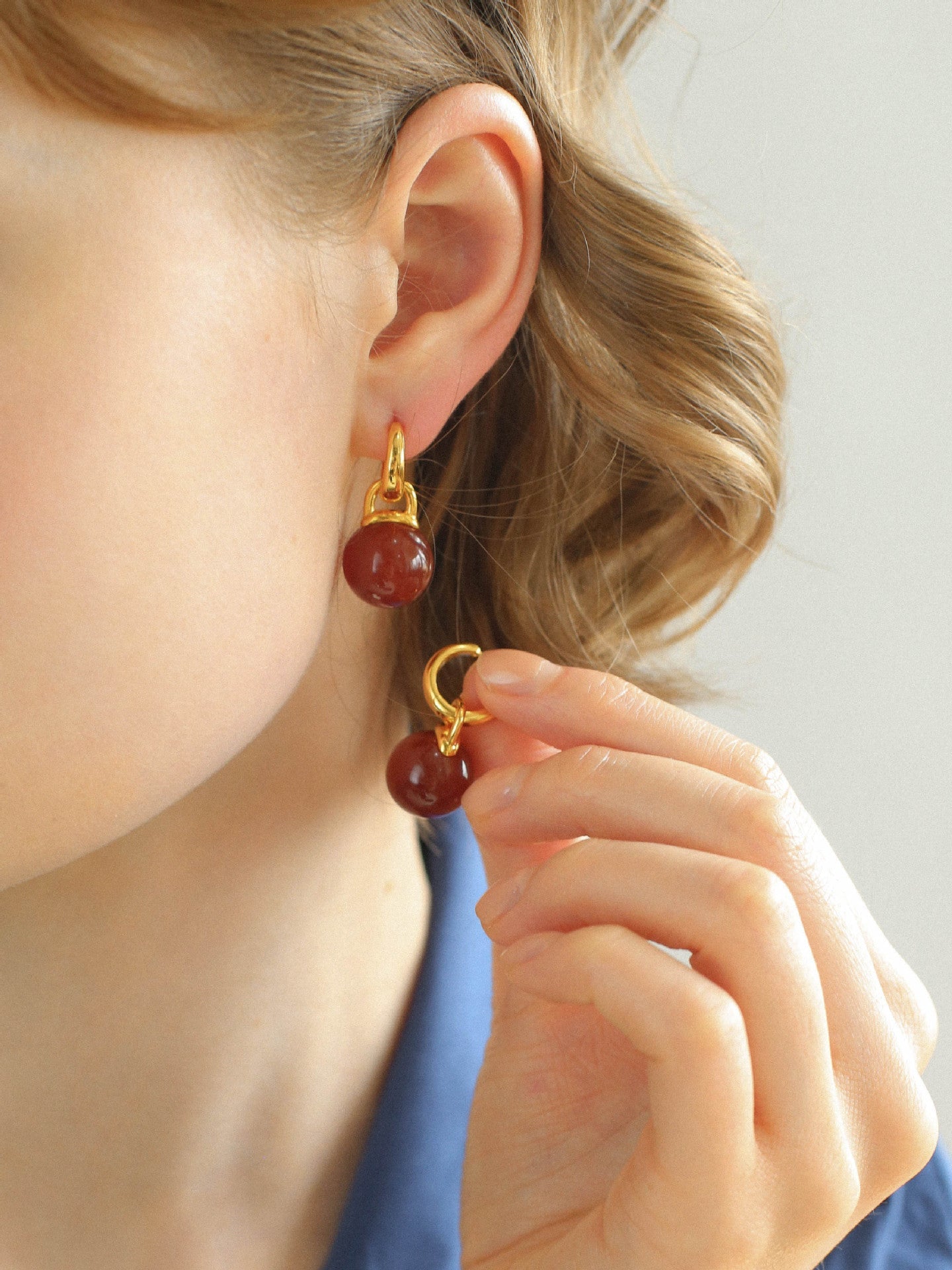 Multicolored Agate Sphere Hoop Earrings - floysun