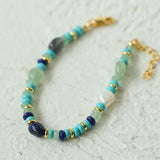 Multiple Irregular Colored Agate Jade Necklace - Blue - floysun