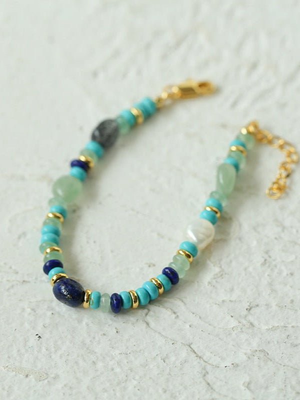 Multiple Irregular Colored Agate Jade Necklace - Blue - floysun