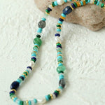 Multiple Irregular Colored Agate Jade Necklace - Blue - floysun