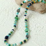 Multiple Irregular Colored Agate Jade Necklace - Blue - floysun