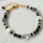 Multiple Irregular Colored Agates Jade Bracelet - Black - floysun