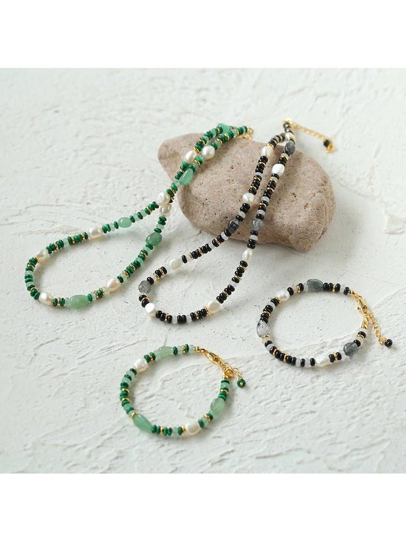 Multiple Irregular Colored Agates Jade Necklace - Green - floysun