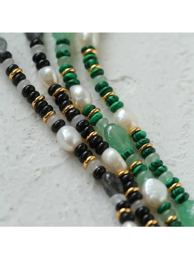 Multiple Irregular Colored Agates Jade Necklace - Green - floysun