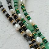 Multiple Irregular Colored Agates Jade Necklace - Green - floysun