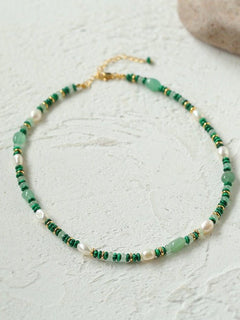 Multiple Irregular Colored Agates Jade Necklace - Green - floysun