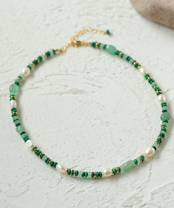 Multiple Irregular Colored Agates Jade Necklace - Green - floysun