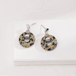 Mysterious Circle Speckled Stone Sterling Silver Earrings - floysun