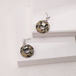 Mysterious Circle Speckled Stone Sterling Silver Earrings - floysun