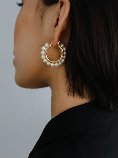 Natural Freshwater Pearl Hoop Earrings - floysun