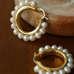 Natural Freshwater Pearl Hoop Earrings - floysun