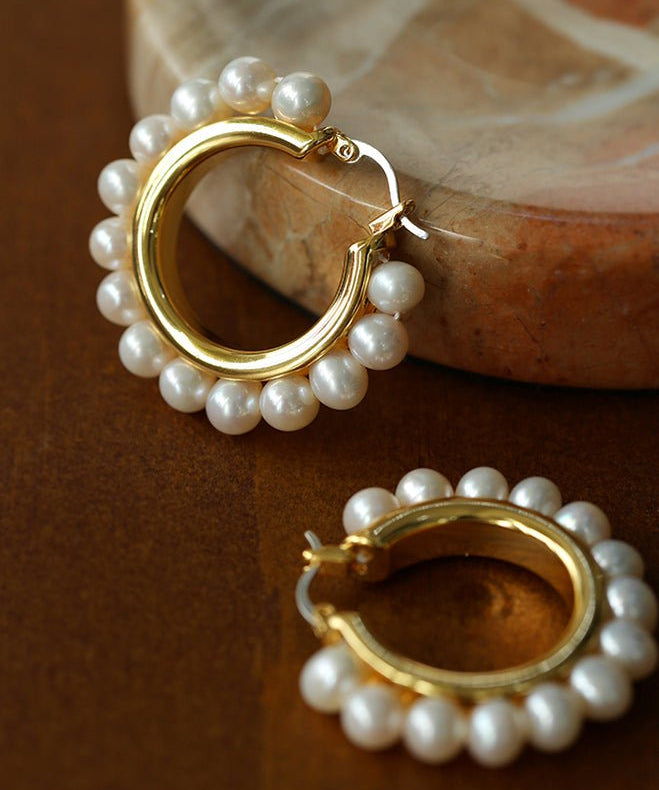 Natural Freshwater Pearl Hoop Earrings - floysun