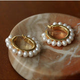 Natural Freshwater Pearl Hoop Earrings - floysun