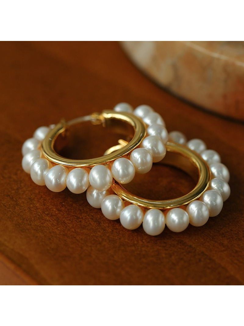 Natural Freshwater Pearl Hoop Earrings - floysun