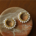 Natural Freshwater Pearl Hoop Earrings - floysun