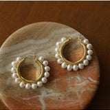 Natural Freshwater Pearl Hoop Earrings - floysun