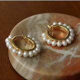 Natural Freshwater Pearl Hoop Earrings - floysun