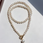 Natural Freshwater Pearl Zircon OT Buckle Necklace - floysun