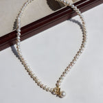 Natural Freshwater Pearl Zircon OT Buckle Necklace - floysun