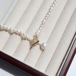 Natural Freshwater Pearl Zircon OT Buckle Necklace - floysun