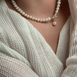 Natural Freshwater Pearl Zircon OT Buckle Necklace - floysun