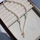 Natural Freshwater Pearl Zircon OT Buckle Necklace - floysun