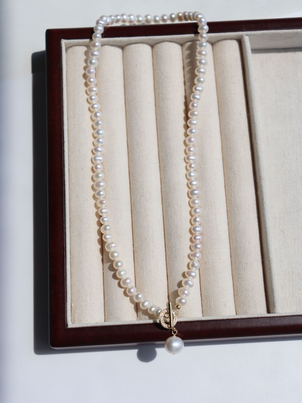 Natural Freshwater Pearl Zircon OT Buckle Necklace - floysun