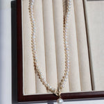 Natural Freshwater Pearl Zircon OT Buckle Necklace - floysun