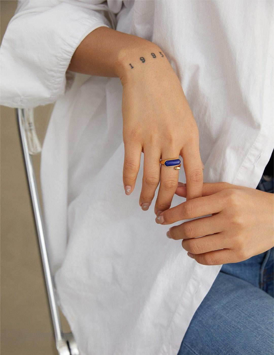 Natural Lapis Lazuli Open Ring - floysun