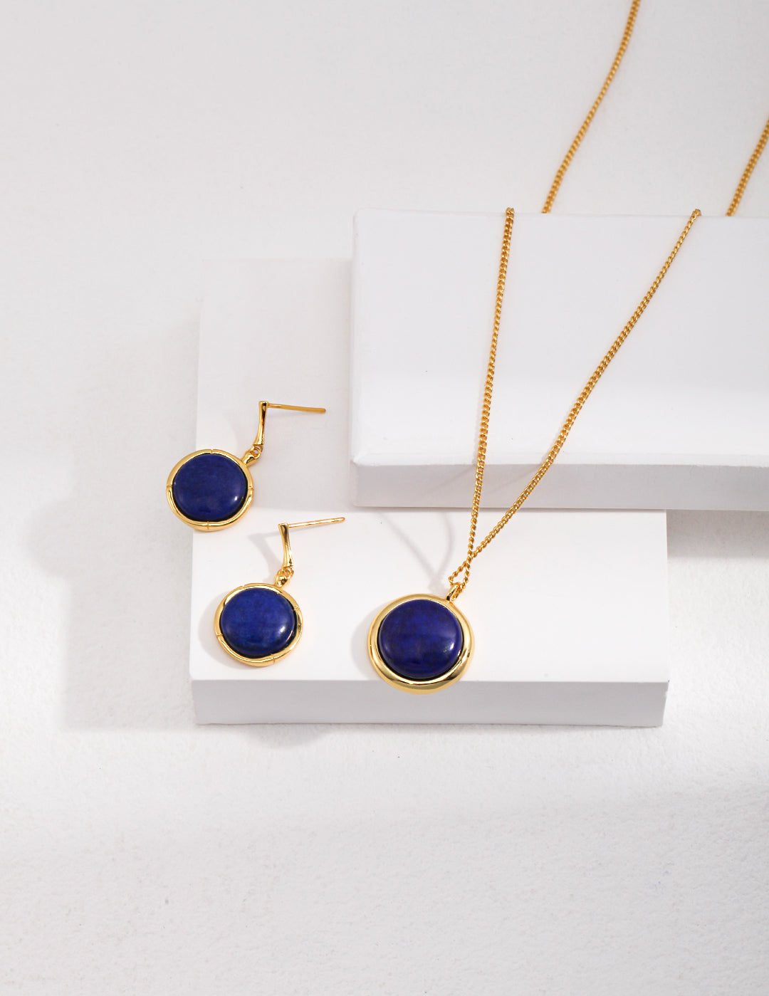 Natural Lapis Lazuli Stone Round Earrings - floysun