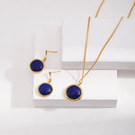 Natural Lapis Lazuli Stone Round Earrings - floysun