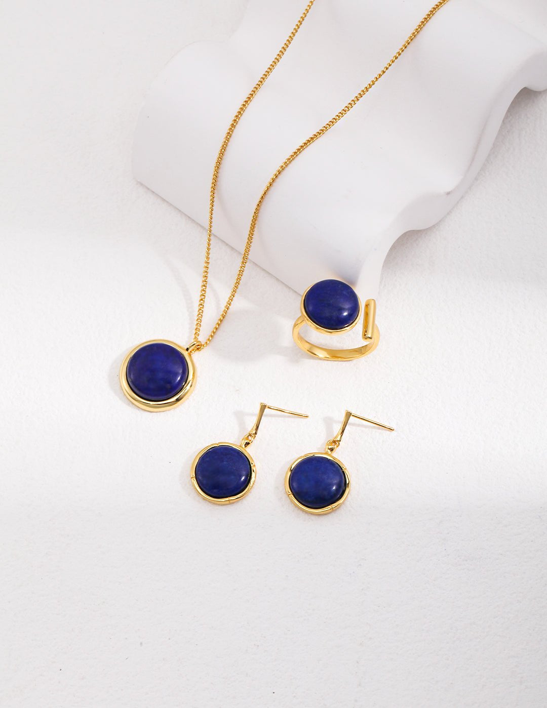 Natural Lapis Lazuli Stone Round Earrings - floysun