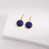 Natural Lapis Lazuli Stone Round Earrings - floysun