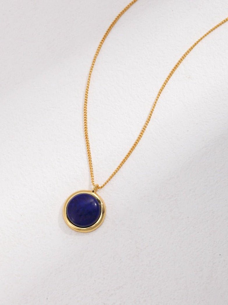 Natural Lapis Lazuli Stone Round Necklace - floysun