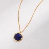 Natural Lapis Lazuli Stone Round Necklace - floysun