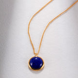 Natural Lapis Lazuli Stone Round Necklace - floysun