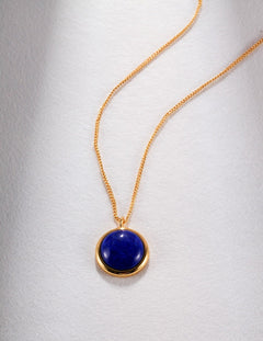 Natural Lapis Lazuli Stone Round Necklace - floysun