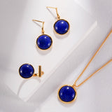 Natural Lapis Lazuli Stone Round Necklace - floysun