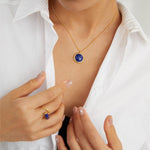 Natural Lapis Lazuli Stone Round Necklace - floysun