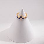 Natural Lapis Lazuli Zircon Open Ring - floysun