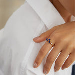 Natural Lapis Lazuli Zircon Open Ring - floysun