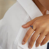 Natural Lapis Lazuli Zircon Open Ring - floysun