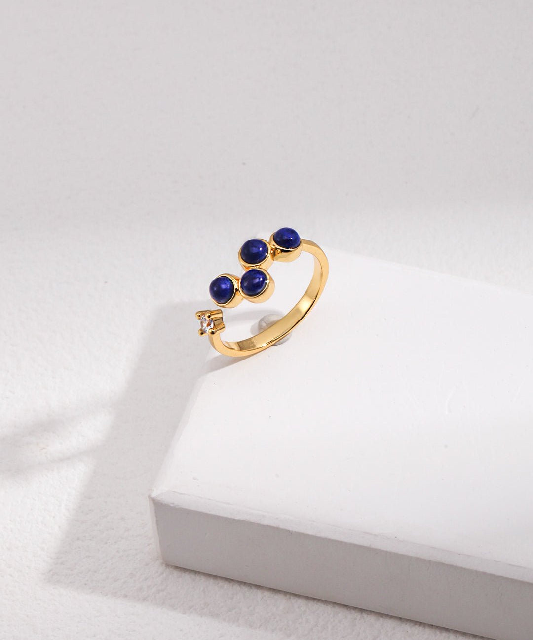 Natural Lapis Lazuli Zircon Open Ring - floysun