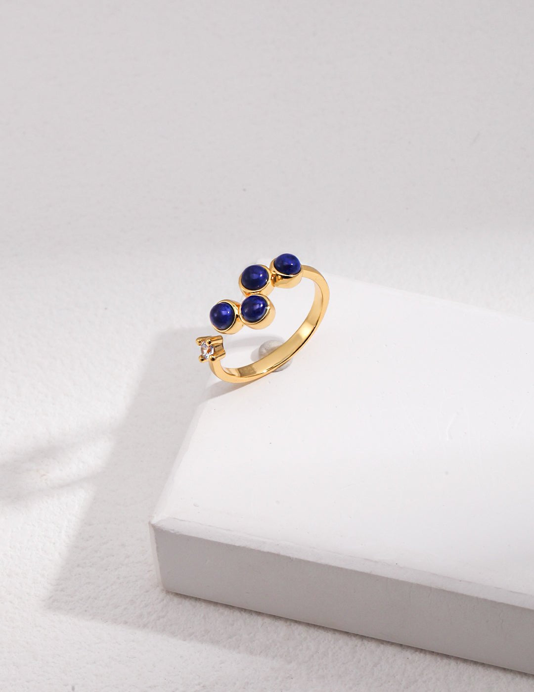 Natural Lapis Lazuli Zircon Open Ring - floysun