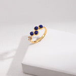 Natural Lapis Lazuli Zircon Open Ring - floysun